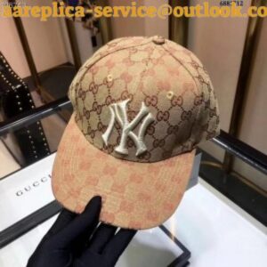 Replica Gucci Beige Baseball Hat With NY Yankees™ Patch 2