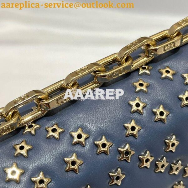 Replica Dior Small Addict Bag Denim Blue Lucky Star Cannage Lambskin M 6