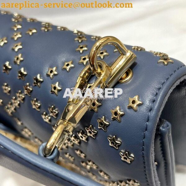 Replica Dior Small Addict Bag Denim Blue Lucky Star Cannage Lambskin M 7