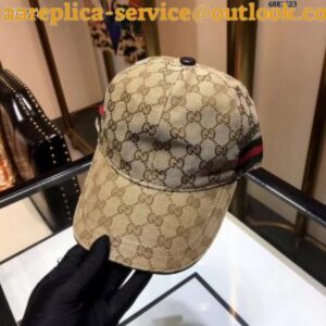 Replica Gucci Beige Original GG Canvas Baseball Hat With Web 2