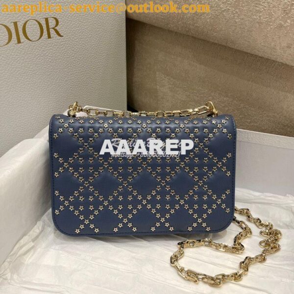 Replica Dior Small Addict Bag Denim Blue Lucky Star Cannage Lambskin M 9