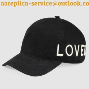 Replica Gucci Black Embroidered Loved Baseball Hat