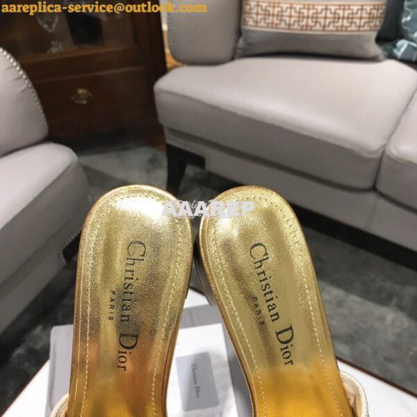 Replica Dior DWAY Heeled Mule Embroidery KCQ24 Gold 10