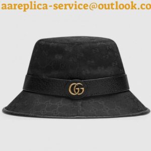 Replica Gucci black GG canvas bucket hat with Double G