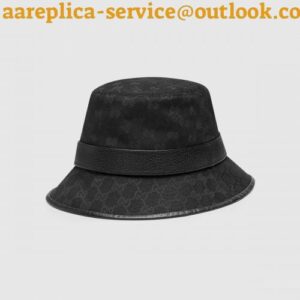 Replica Gucci black GG canvas bucket hat with Double G 2