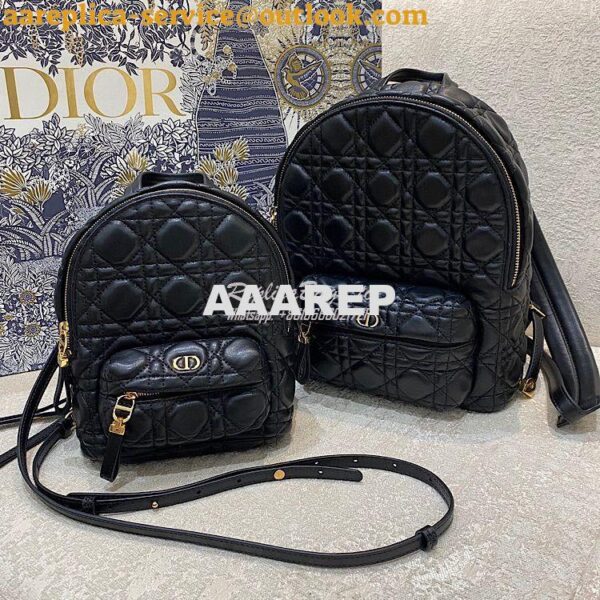 Replica Dior Small Backpack Black Cannage Lambskin M9221U 3