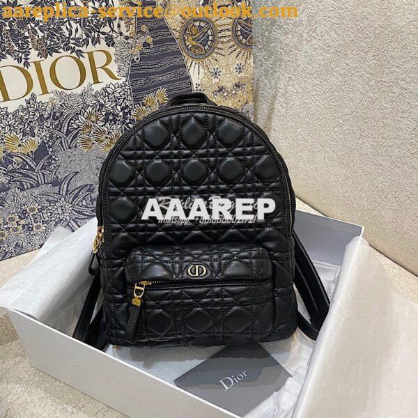 Replica Dior Small Backpack Black Cannage Lambskin M9221U 5