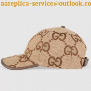 Replica Gucci Camel and ebony jumbo GG canvas baseball hat 2