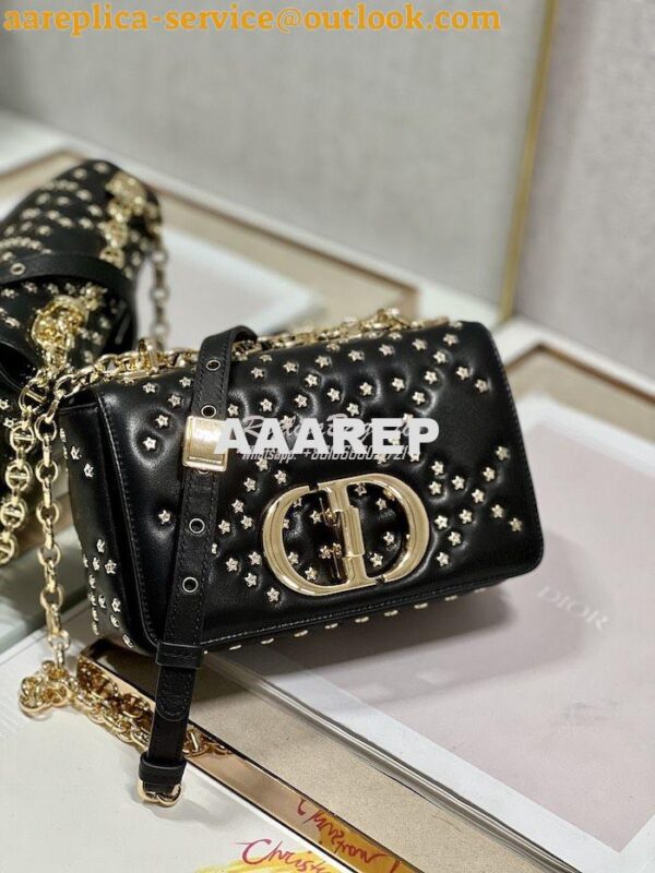 Replica Dior Small Caro Bag Black Gold Lucky Star Cannage Lambskin M92 7