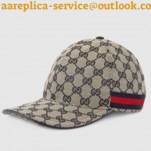 Replica Gucci Grey Original GG Canvas Baseball Hat With Web 2