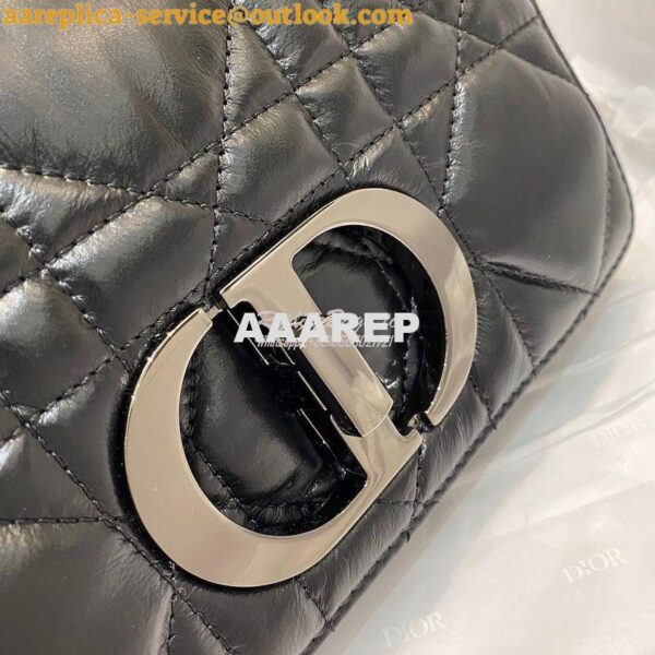 Replica Dior Small Caro Bag Black Quilted Macrocannage Calfskin with R 5