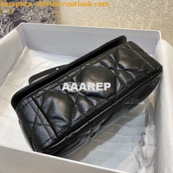 Replica Dior Small Caro Bag Black Quilted Macrocannage Calfskin with R 7