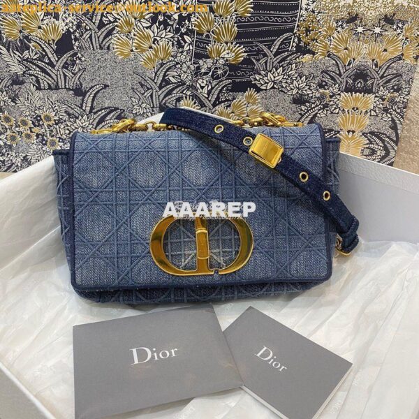 Replica Dior Small Caro Bag In Denim Blue with Patchwork Effect M9241 3