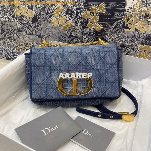 Replica Dior Small Caro Bag In Denim Blue with Patchwork Effect M9241 4