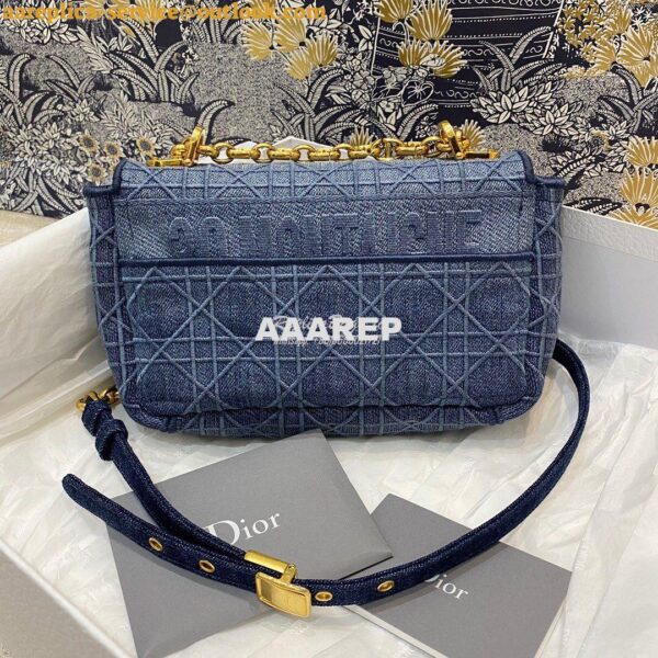 Replica Dior Small Caro Bag In Denim Blue with Patchwork Effect M9241 6