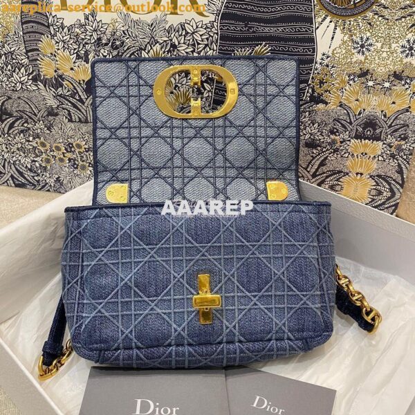 Replica Dior Small Caro Bag In Denim Blue with Patchwork Effect M9241 8