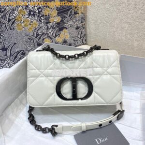 Replica Dior Small Caro Bag Latte Quilted Macrocannage Calfskin with R