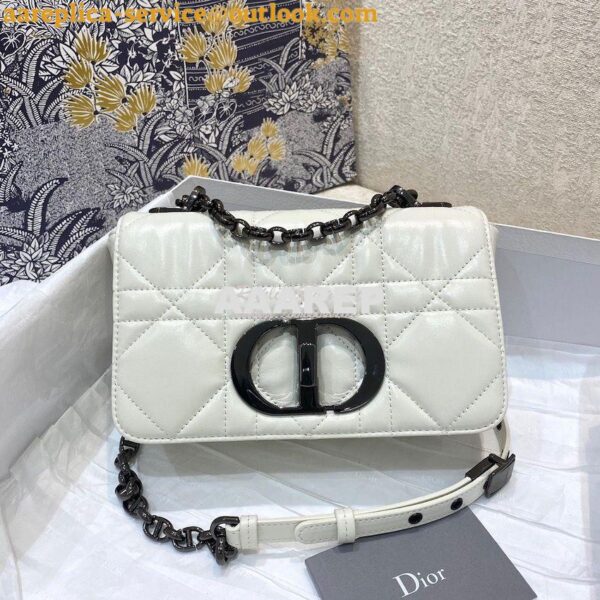 Replica Dior Small Caro Bag Latte Quilted Macrocannage Calfskin with R 3