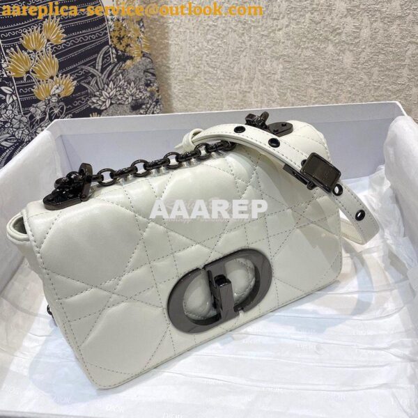 Replica Dior Small Caro Bag Latte Quilted Macrocannage Calfskin with R 4