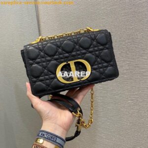 Replica Dior Small Caro Bag Soft Cannage Calfskin M9241 Black 2