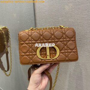 Replica Dior Small Caro Bag Soft Cannage Calfskin M9241 Cognac