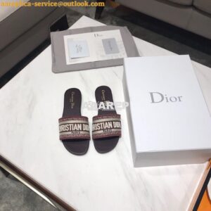 Replica Dior DWAY Mule Embroidery KCQ166 Burgundy 2