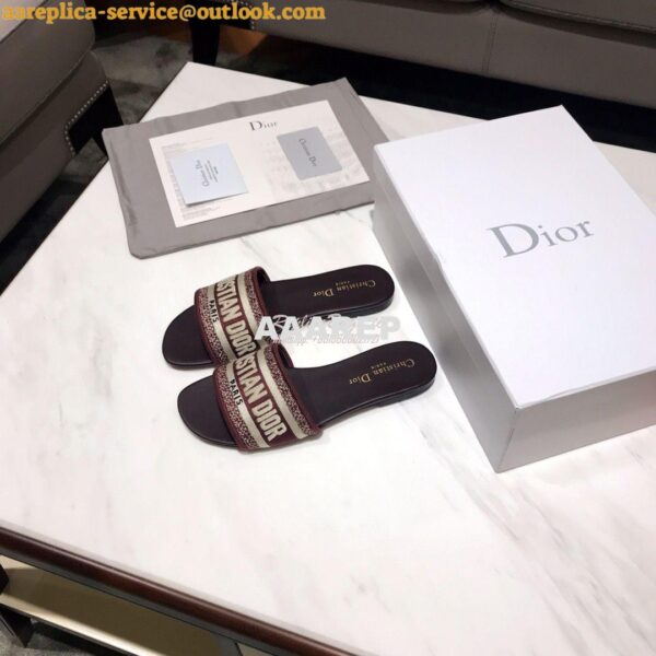 Replica Dior DWAY Mule Embroidery KCQ166 Burgundy 5