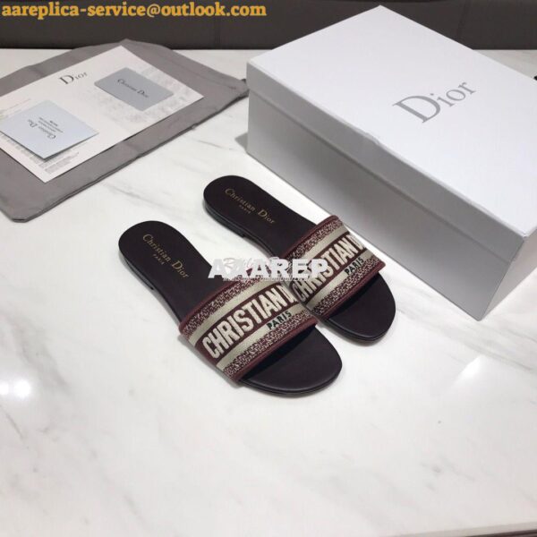 Replica Dior DWAY Mule Embroidery KCQ166 Burgundy 6