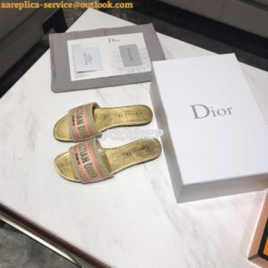 Replica Dior DWAY Mule Embroidery KCQ166 Gold 2