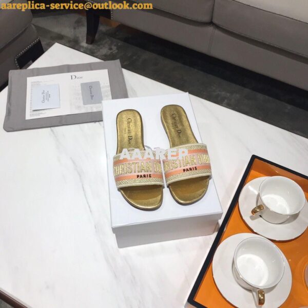 Replica Dior DWAY Mule Embroidery KCQ166 Gold 5