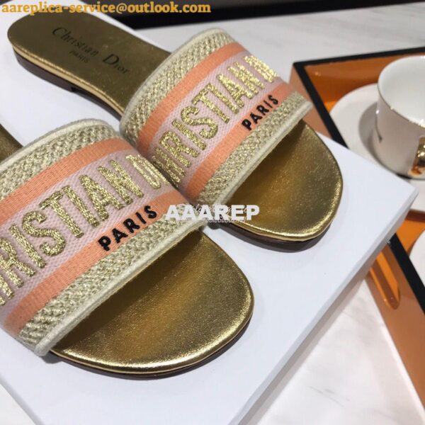 Replica Dior DWAY Mule Embroidery KCQ166 Gold 6