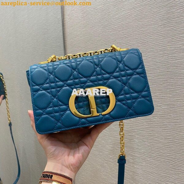 Replica Dior Small Caro Bag Soft Cannage Calfskin M9241 Ocean Blue 3