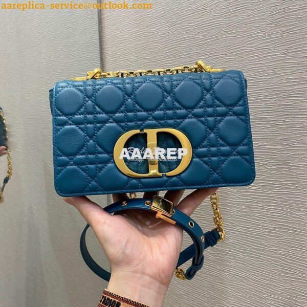 Replica Dior Small Caro Bag Soft Cannage Calfskin M9241 Ocean Blue 4