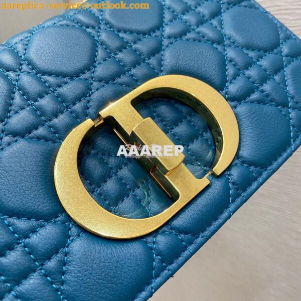 Replica Dior Small Caro Bag Soft Cannage Calfskin M9241 Ocean Blue 5