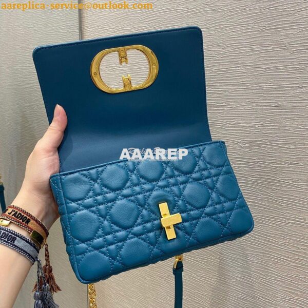 Replica Dior Small Caro Bag Soft Cannage Calfskin M9241 Ocean Blue 8