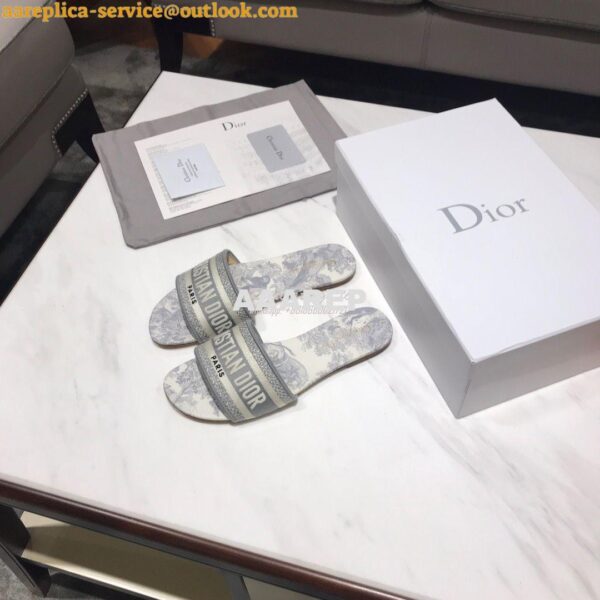 Replica Dior DWAY Mule Toile De Jouy Embroidery KCQ166 Gray 4