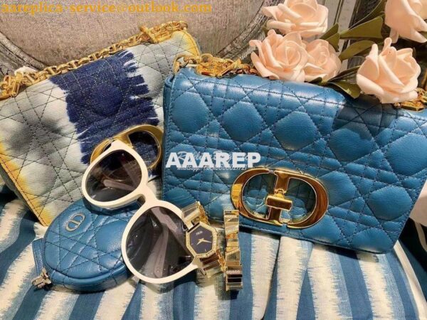 Replica Dior Small Caro Bag Soft Cannage Calfskin M9241 Ocean Blue 12