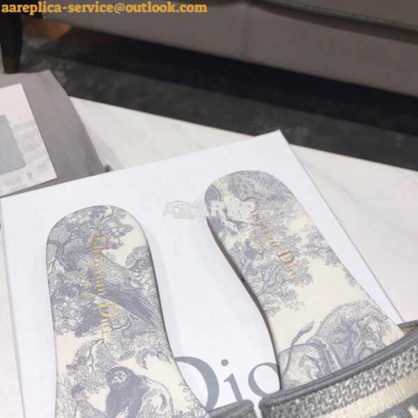 Replica Dior DWAY Mule Toile De Jouy Embroidery KCQ166 Gray 10