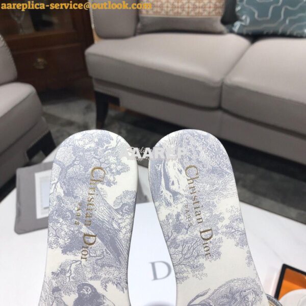 Replica Dior DWAY Mule Toile De Jouy Embroidery KCQ166 Gray 11