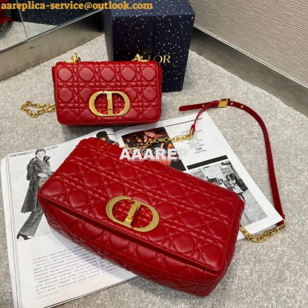 Replica Dior Small Caro Bag Soft Cannage Calfskin M9241 Red 4