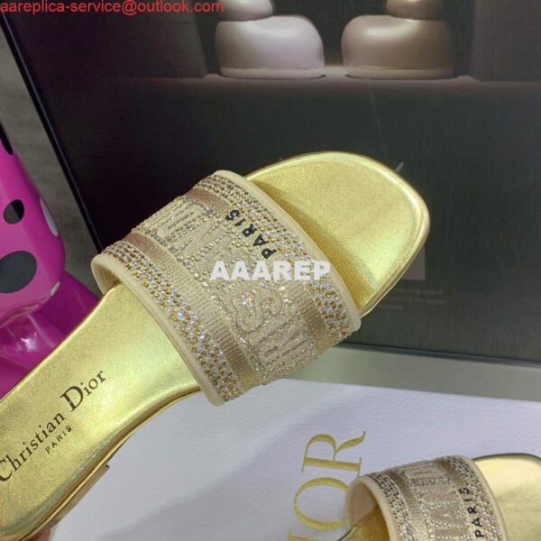 Replica Dior Women's Shoes Dway Slide Diamond Embroidered KCQ166ERC Gold 8