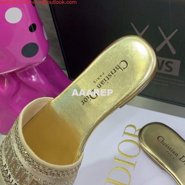 Replica Dior Women's Shoes Dway Slide Diamond Embroidered KCQ166ERC Gold 9