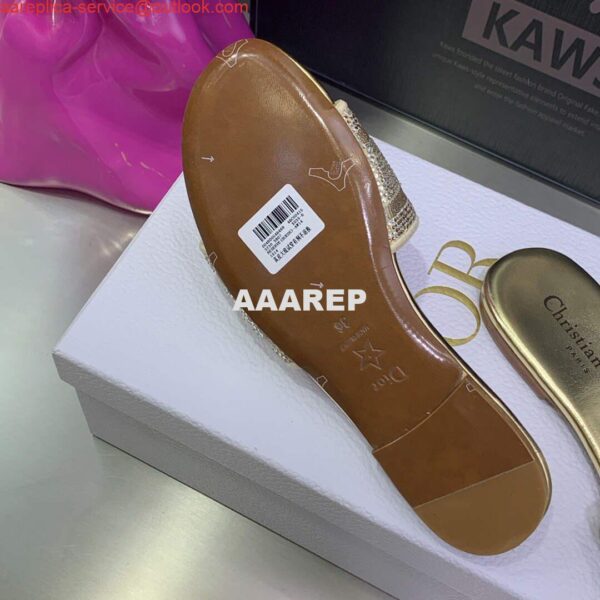 Replica Dior Women's Shoes Dway Slide Diamond Embroidered KCQ166ERC Gold 10