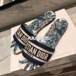 Replica Dior DWAY Mule Toile De Jouy Embroidery KCQ166 Palms 2