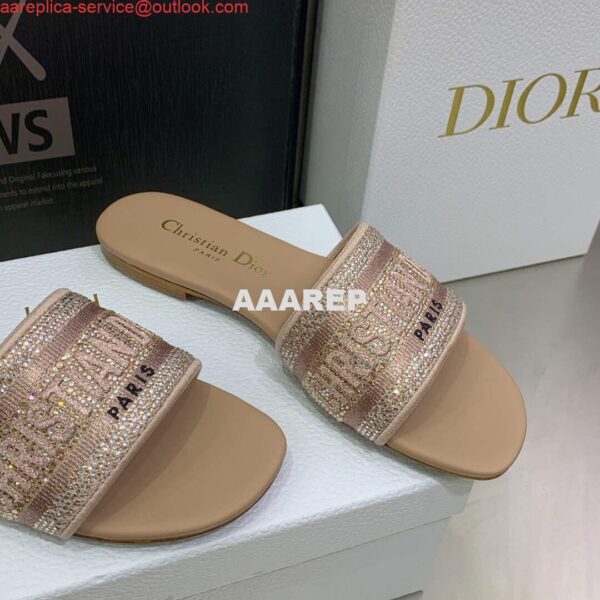 Replica Dior Women's Shoes Dway Slide Diamond Embroidered KCQ166ERC Light Pink 4