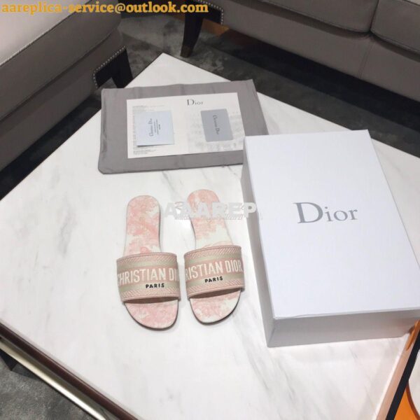 Replica Dior DWAY Mule Toile De Jouy Embroidery KCQ166 Pink 4