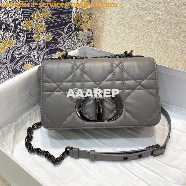 Replica Dior Small Caro Bag Steel Grey Quilted Macrocannage Calfskin w 3