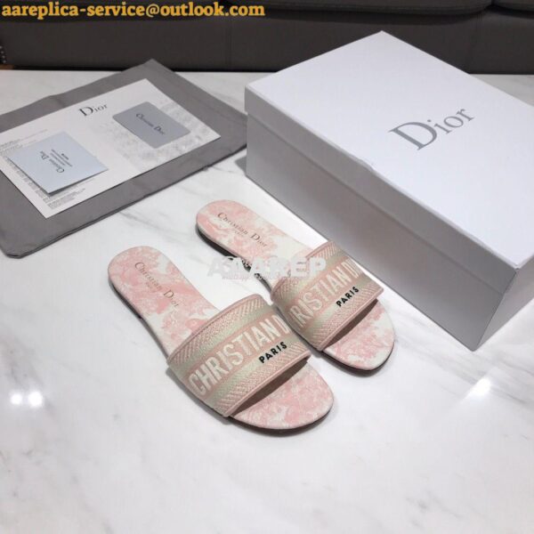 Replica Dior DWAY Mule Toile De Jouy Embroidery KCQ166 Pink 5