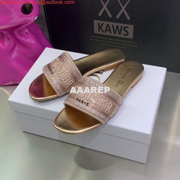 Replica Dior Women's Shoes Dway Slide Diamond Embroidered KCQ166ERC Pink 3