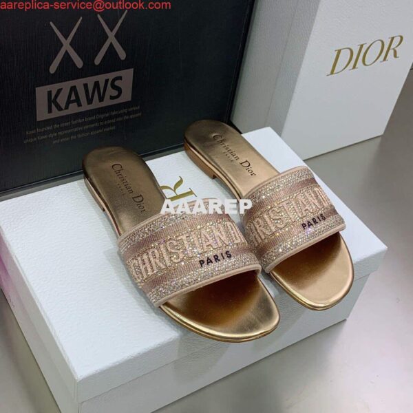 Replica Dior Women's Shoes Dway Slide Diamond Embroidered KCQ166ERC Pink 4